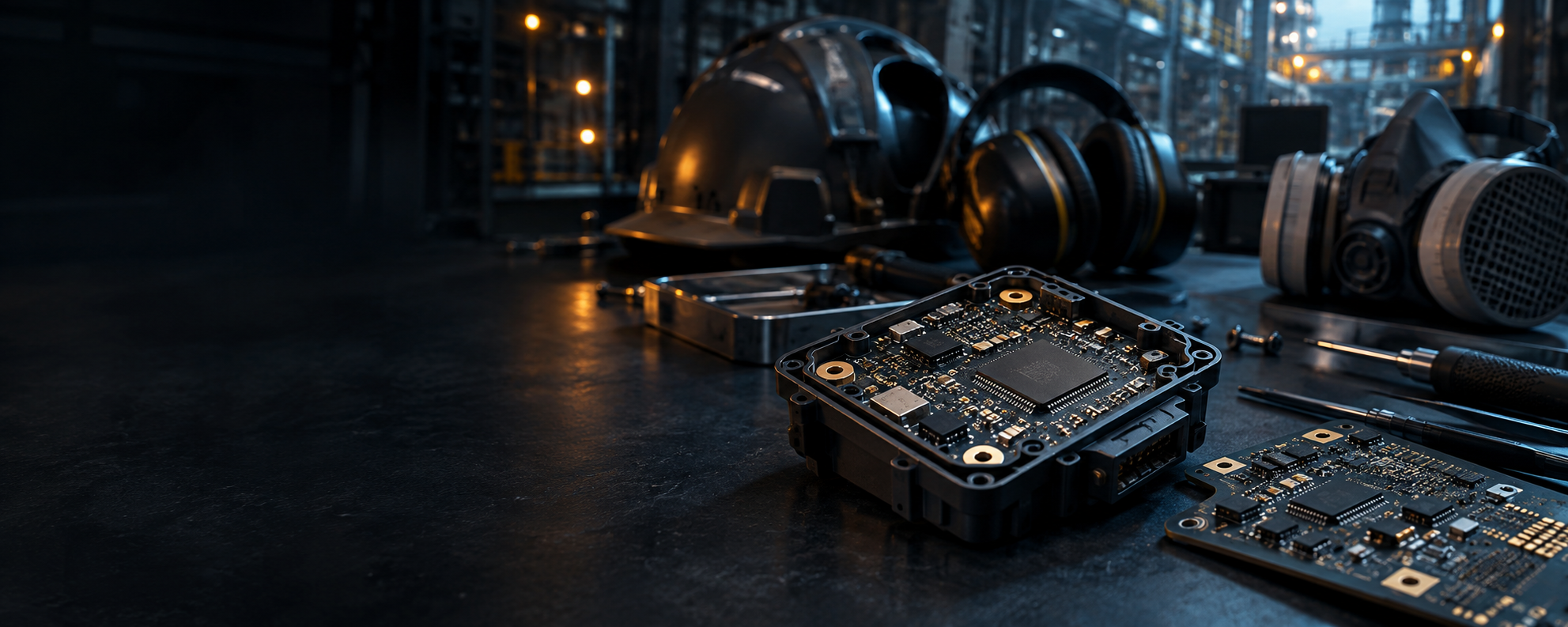 Embedded electronics module beside industrial PPE